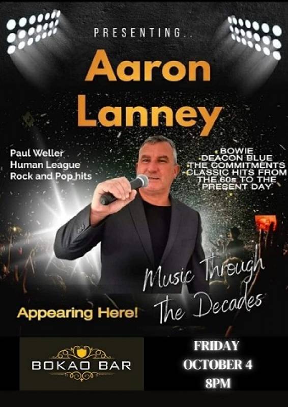 October 4 Steak Night and Aaron Lanney returns to perform at the Bokao Bar Condado de Alhama Golf Resort