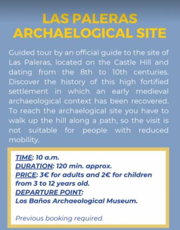 November 30 Guided tour IN ENGLISH of the Las Paleras archaeological site in Alhama de Murcia