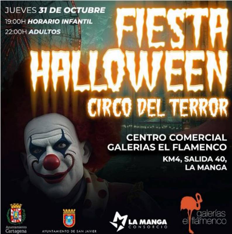 October 31 Circus of Terror family Halloween parties in La Manga