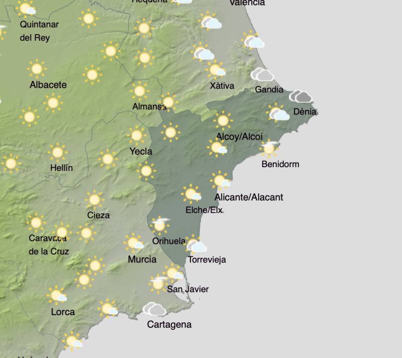 Alicante weather forecast October 21-25