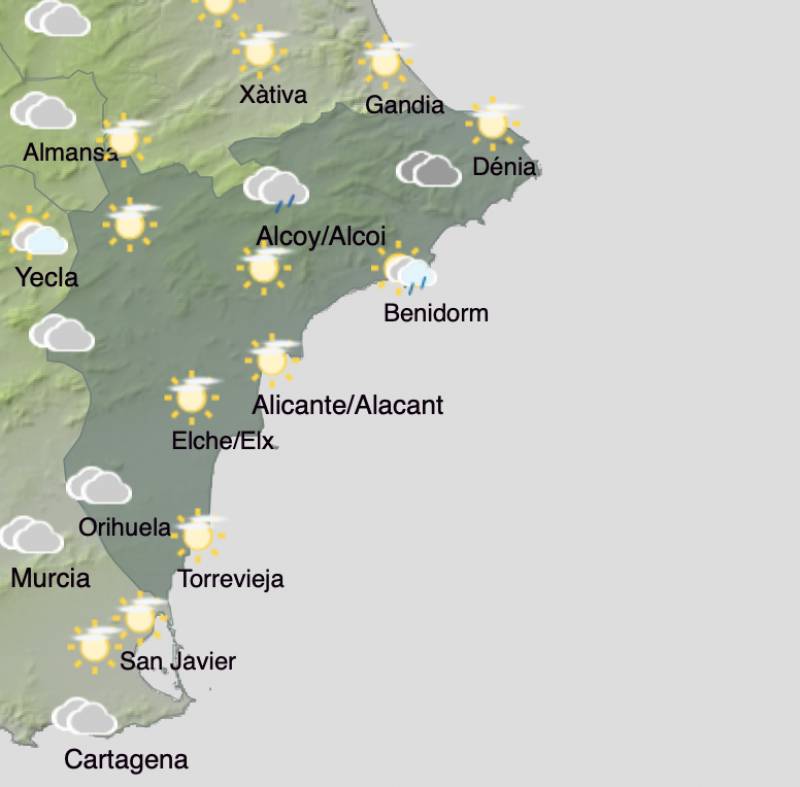 Alicante weekend weather forecast October 24-27