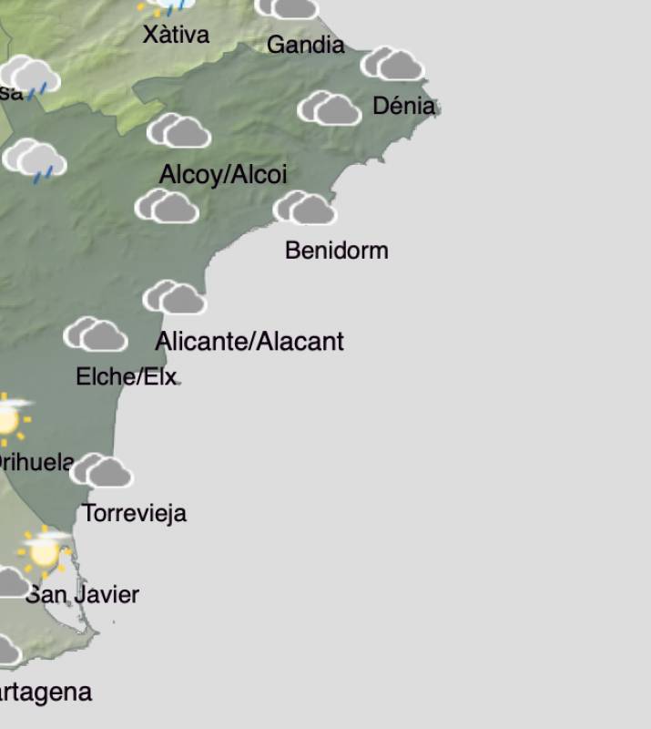 Alicante weather forecast October 28-31: Sunshine prevails midweek after cloudy skies and thunderstorms