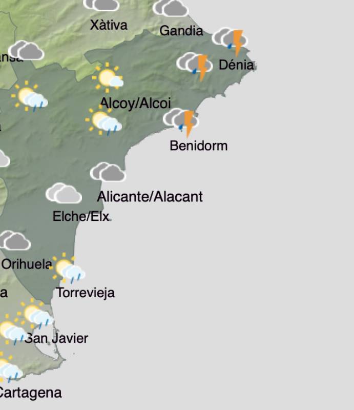 Alicante weather forecast October 28-31: Sunshine prevails midweek after cloudy skies and thunderstorms