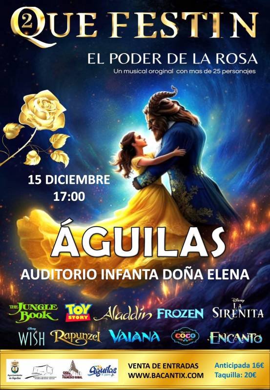 December 15 Beauty and the Beast musical at the seafront auditorium in Aguilas