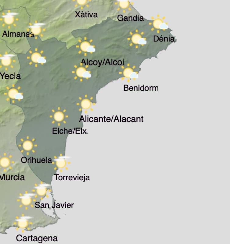 Alicante weekend weather forecast November 21-24: Sunny skies but strong winds