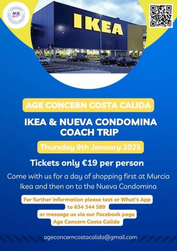 January 9 Age Concern January Sales Shopping Trip to Nueva Condomina and Ikea