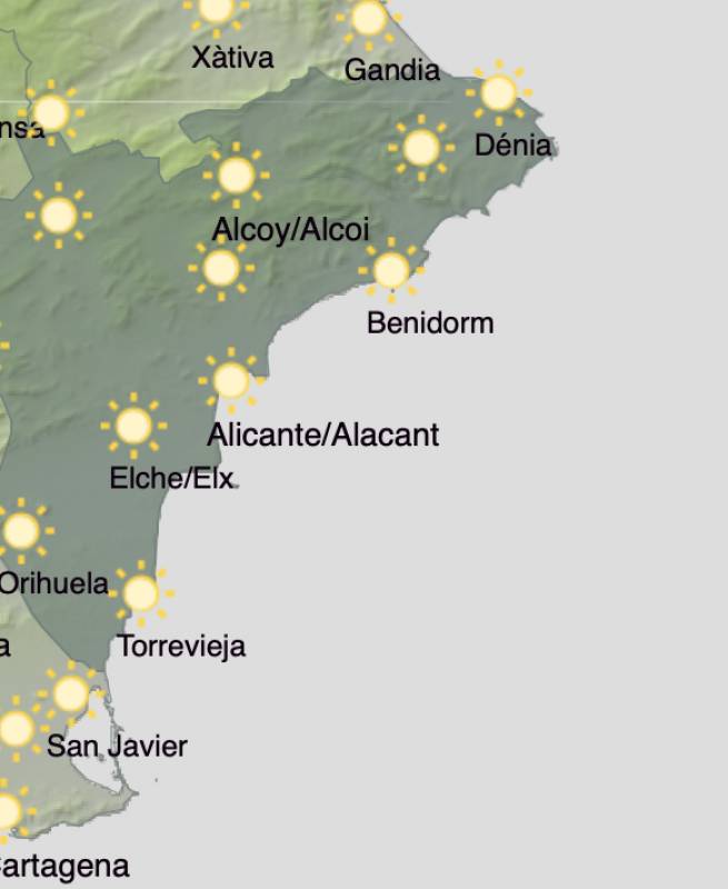 Alicante weather forecast January 2-5: Sunshine all weekend