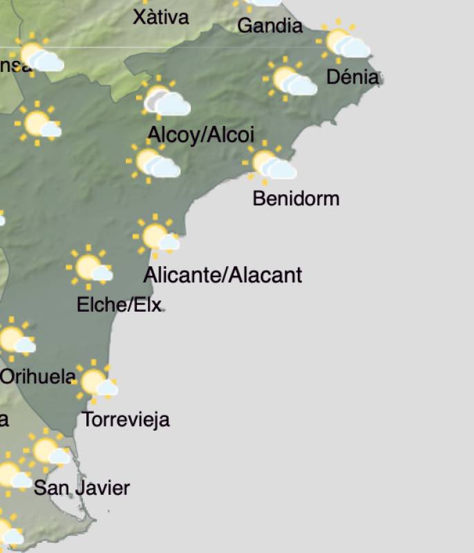 Alicante weather forecast January 13-16: Sunshine but cooler temperatures