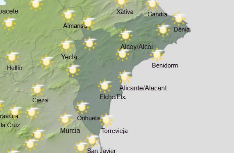 Alicante weekly weather forecast January 20-23: Sunshine and warmer temps