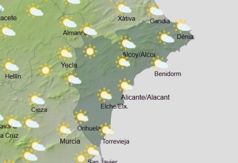 Alicante weekly weather forecast January 20-23: Sunshine and warmer temps