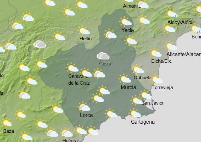 This is when the rain hits Murcia this week: Weather forecast February 10-16