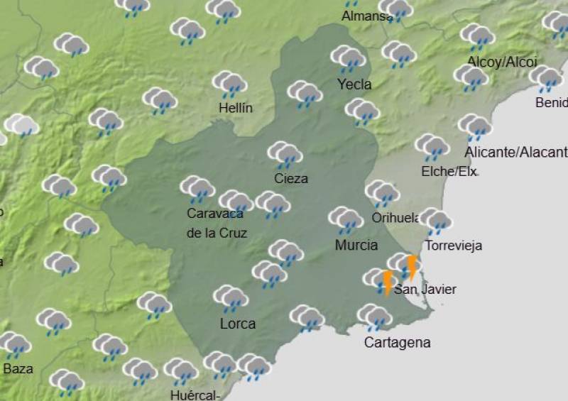 Heavy rain and wintry temperatures forecast for Murcia over the weekend: February 27-March 2