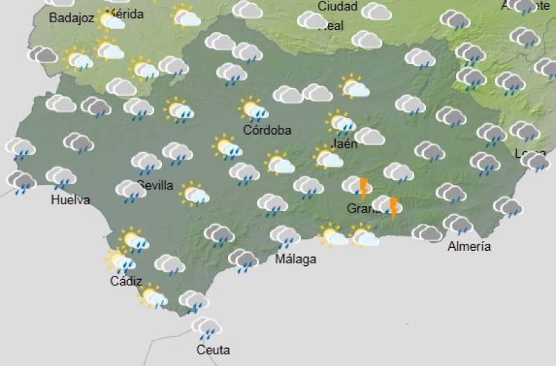 Andalucía weekend weather forecast February 27-March 2: Cloudy skies, showers and the wind picking up