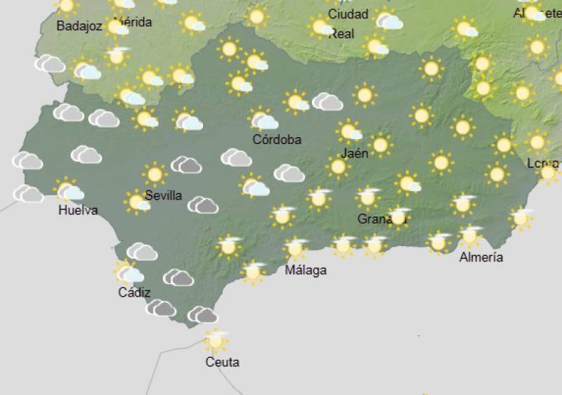 Andalucía weekend weather forecast February 27-March 2: Cloudy skies, showers and the wind picking up