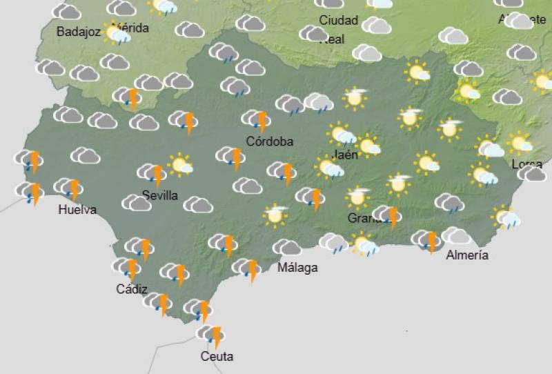 Andalucía weekend weather forecast February 27-March 2: Cloudy skies, showers and the wind picking up