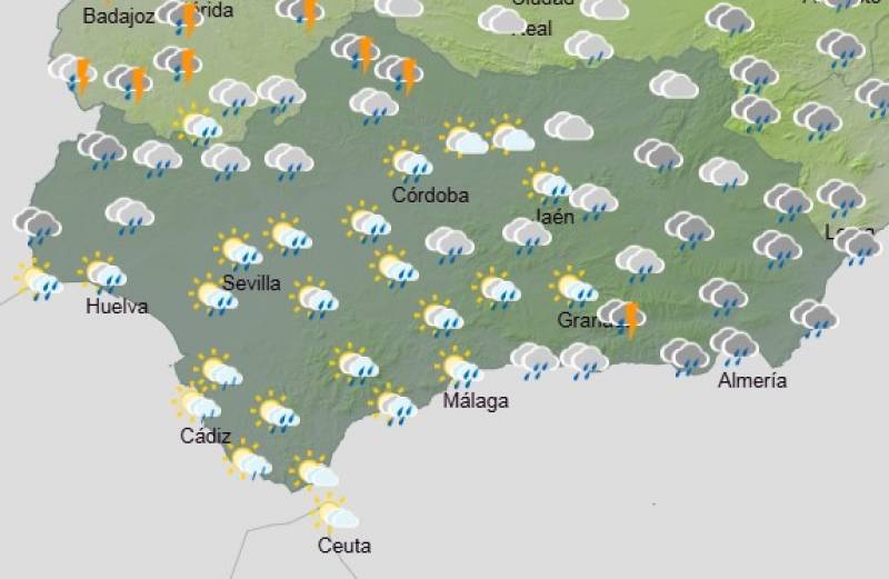 Andalucía weekend weather forecast February 27-March 2: Cloudy skies, showers and the wind picking up