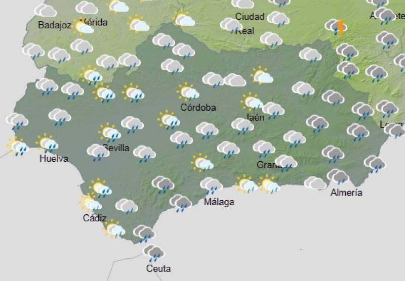 Andalucía weekend weather forecast February 27-March 2: Cloudy skies, showers and the wind picking up