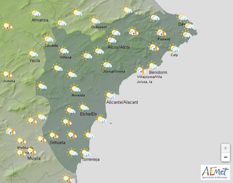 Alicante weekend weather forecast March 20-23: Showery but mild