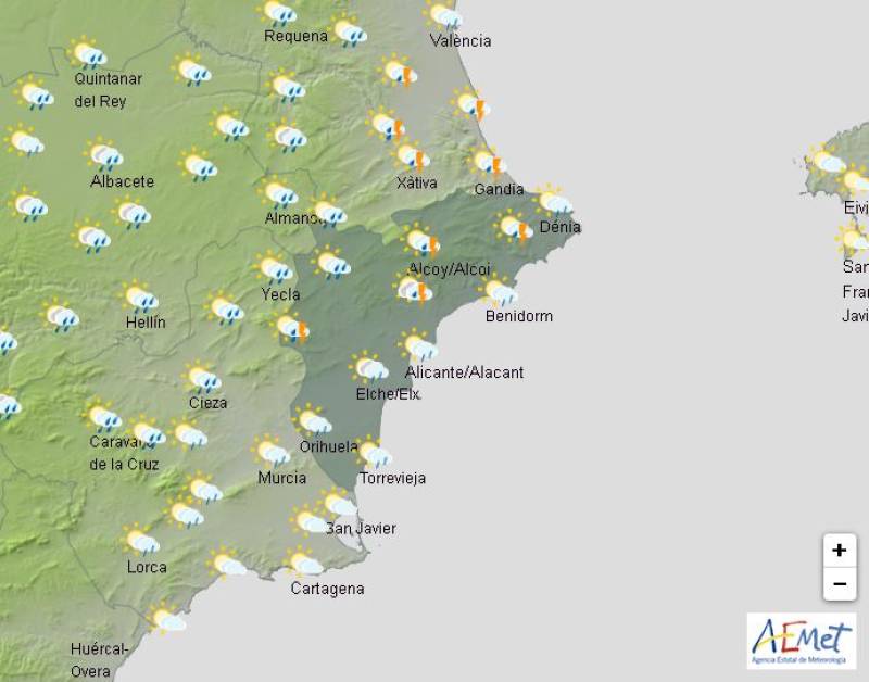 Suspended dust and showers: Alicante weekend weather forecast May 1-4