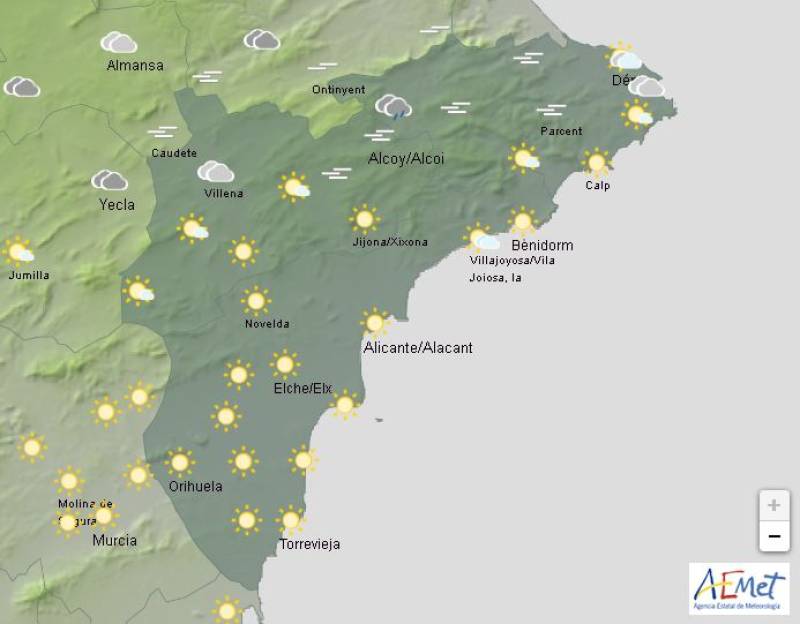 Suspended dust and showers: Alicante weekend weather forecast May 1-4