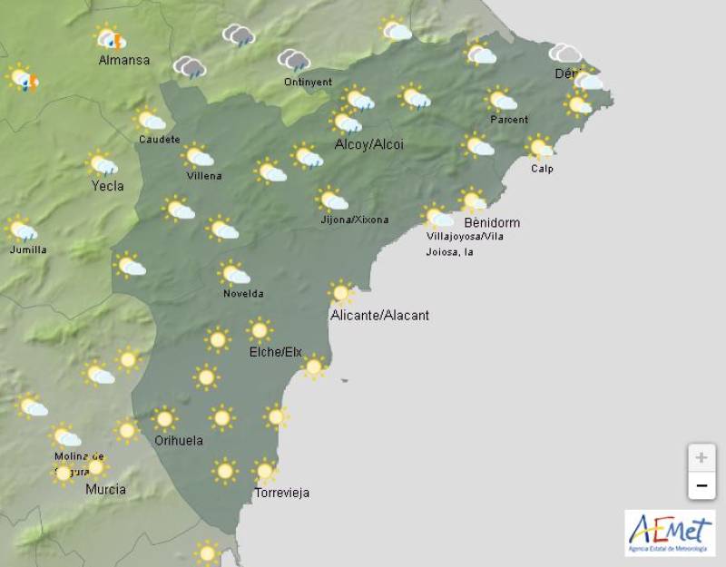 Suspended dust and showers: Alicante weekend weather forecast May 1-4