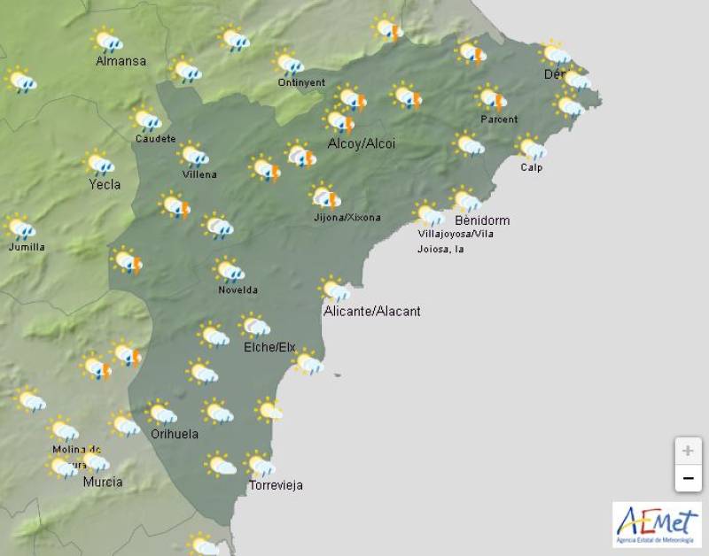 Suspended dust and showers: Alicante weekend weather forecast May 1-4