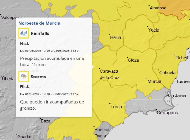 Rain and storms in Murcia this weekend: Weather forecast May 8-11