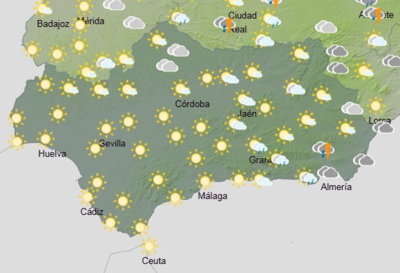 Andalucía weekend weather forecast May 15-18: Sunshine dominates, with a few showers in the east