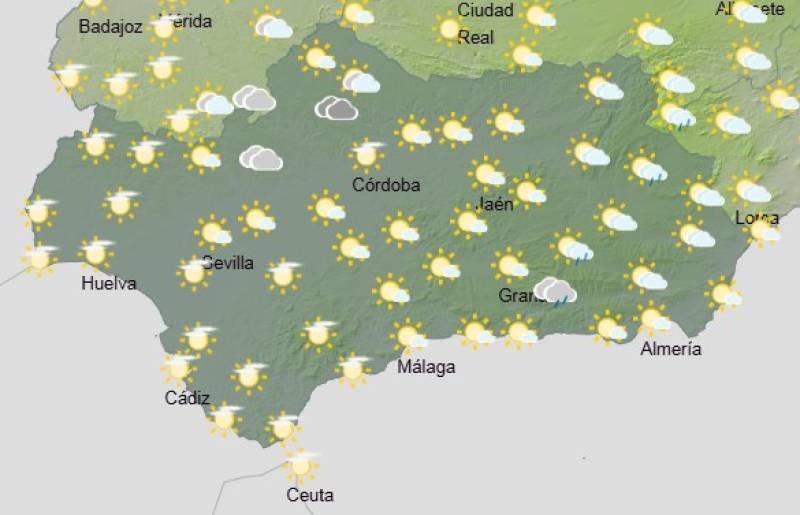 Andalucía weekend weather forecast May 15-18: Sunshine dominates, with a few showers in the east