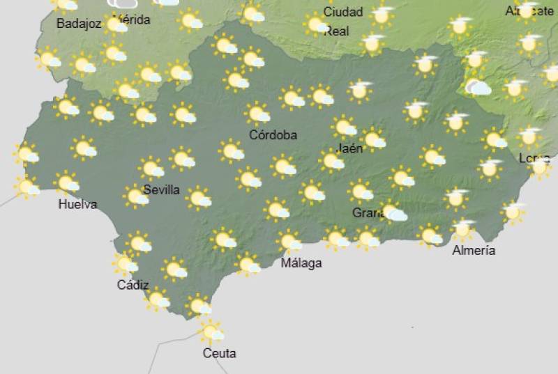 Andalucía weekend weather forecast May 15-18: Sunshine dominates, with a few showers in the east