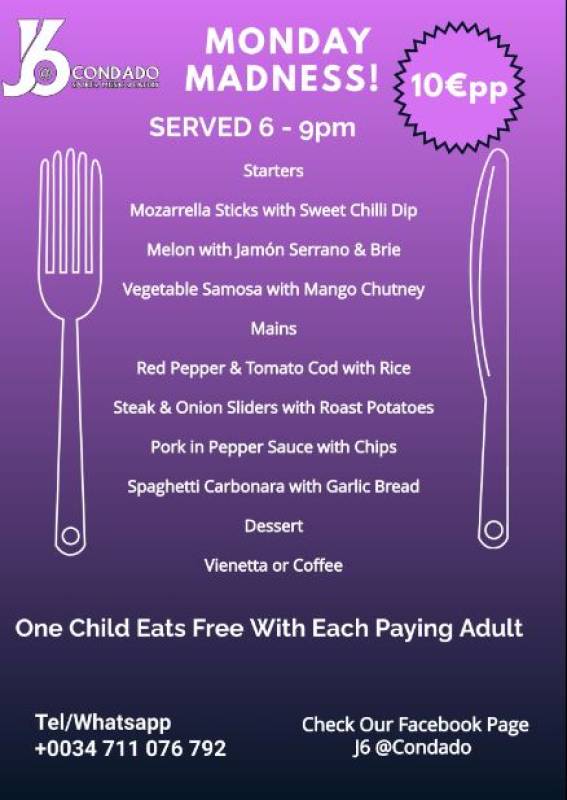 Monday Madness meal & live music at J6@CONDADO