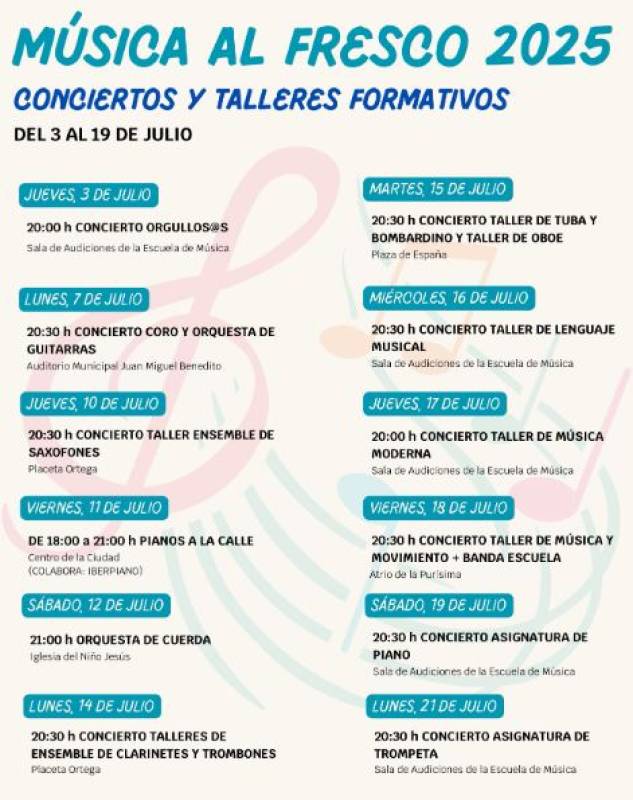 July 3-21 Free music concerts in public spaces around Yecla