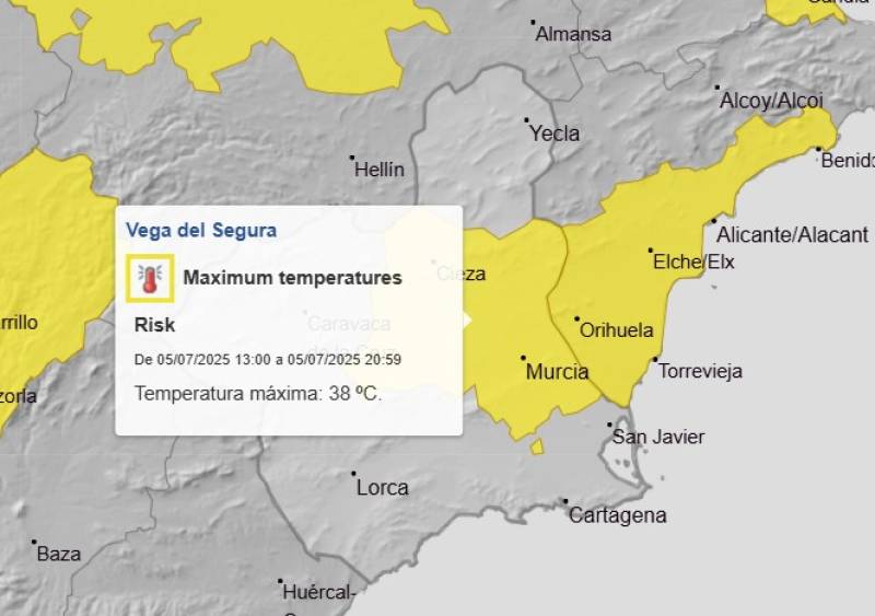 Heat alerts have finally been deactivated, but the hot weather is sticking around: Murcia weather forecast July 3-6