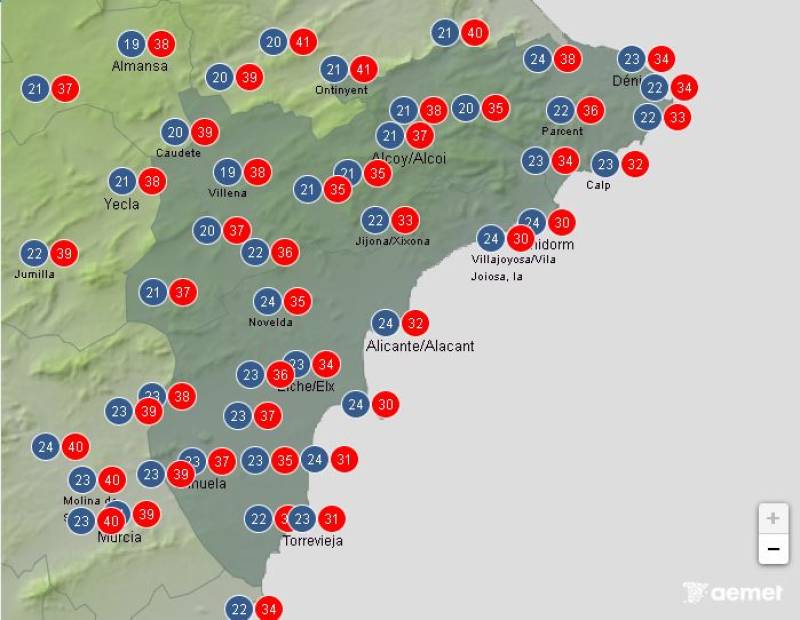 Extreme temperature alerts: Alicante weather forecast July 17-20