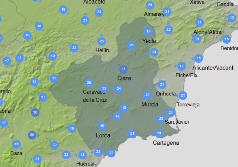 More rain and cooler temperatures forecast for this week: Murcia weather July 28-31