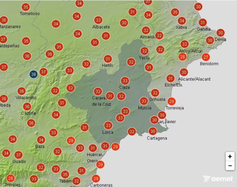 Extreme heat alerts return: Murcia weather forecast August 4-7