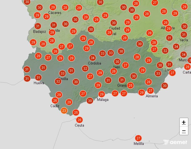 Andalucia weekend weather forecast August 28-31