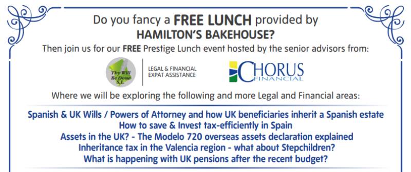 October 1 Free lunch and expert legal advice for expats in Benijófar