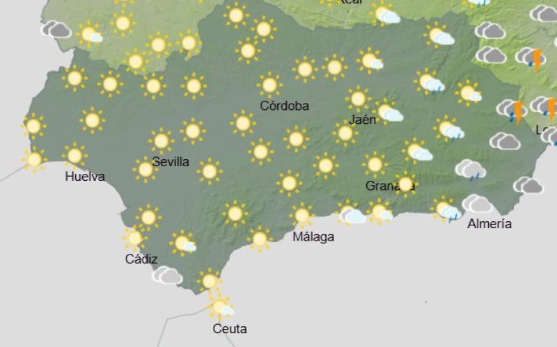 Andalucía weekend weather forecast October 9-12: Showers and thunderstorms with blustery spells