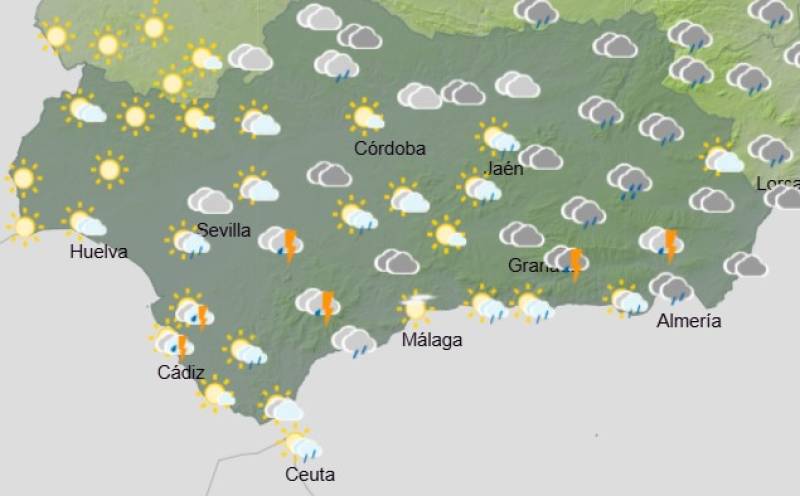 Andalucía weekend weather forecast October 9-12: Showers and thunderstorms with blustery spells