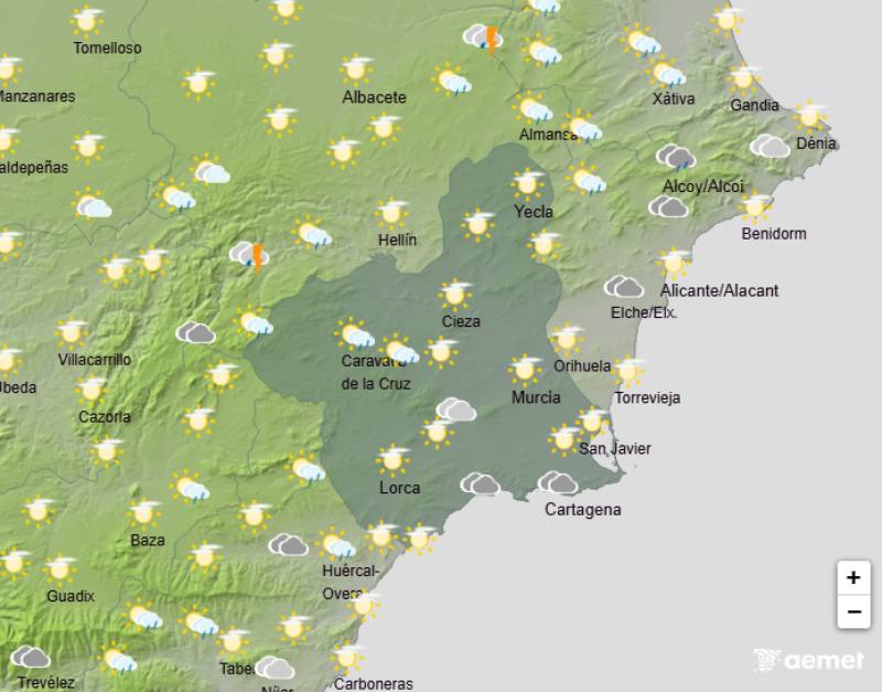Showers easing off this weekend: Murcia weather forecast October 16-19