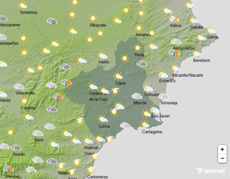 Showers easing off this weekend: Murcia weather forecast October 16-19