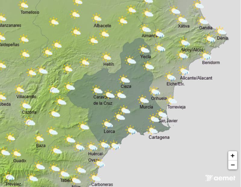 Showers easing off this weekend: Murcia weather forecast October 16-19