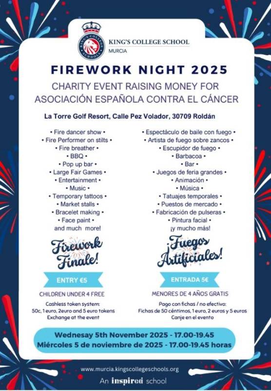 November 5 Join King's College School's Firework Night 2025 for fun and fundraising