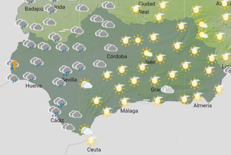 Andalucía weekly weather forecast January 12-15: Cloudy skies, patchy rain and a mild week ahead