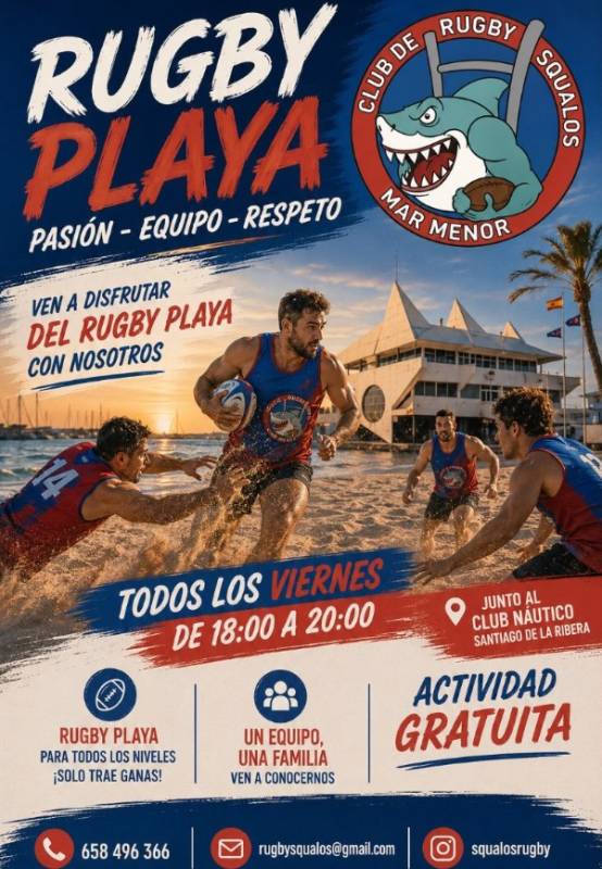 Free beach rugby every Friday in Santiago de la Ribera