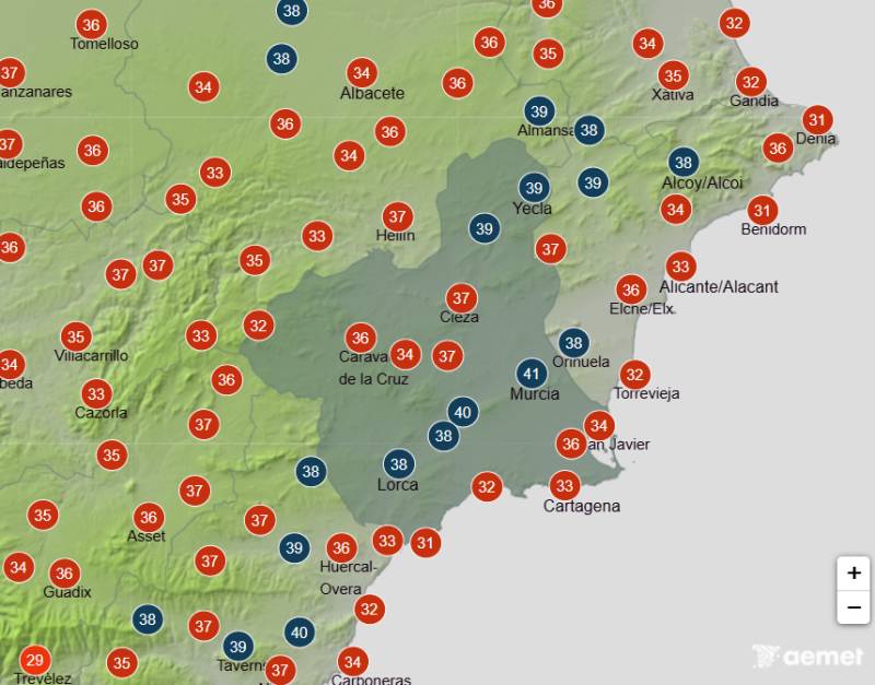 Extreme heat warnings as temperatures soar past 43ºC: Murcia weather forecast July 20-23