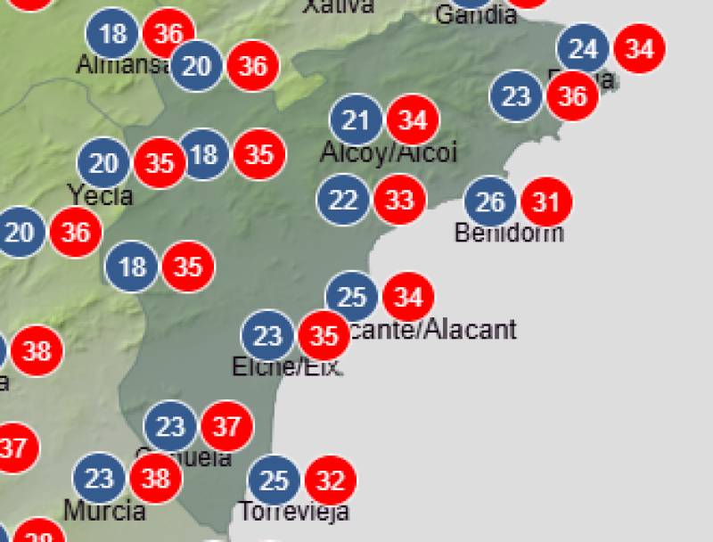 Very warm, a little unsettled but still very much summer: Alicante weekend weather forecast August 13-16