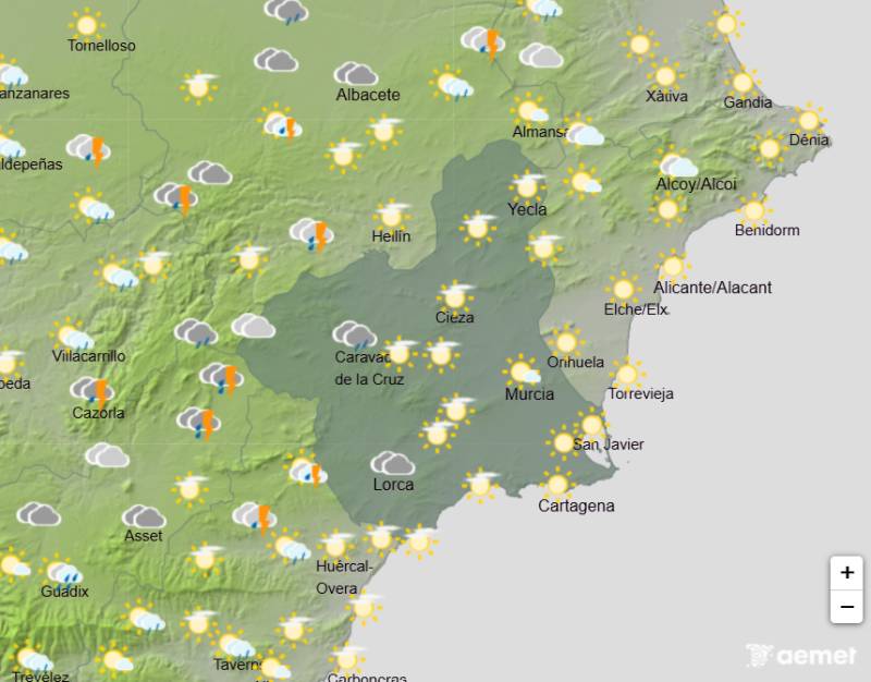 Thunderstorms, hail and 40ºC heat: Murcia's weekend weather forecast August 13-16