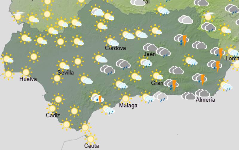 Andalucía weekend weather forecast September 17-20: Storms and heavy rain signal a change in the season